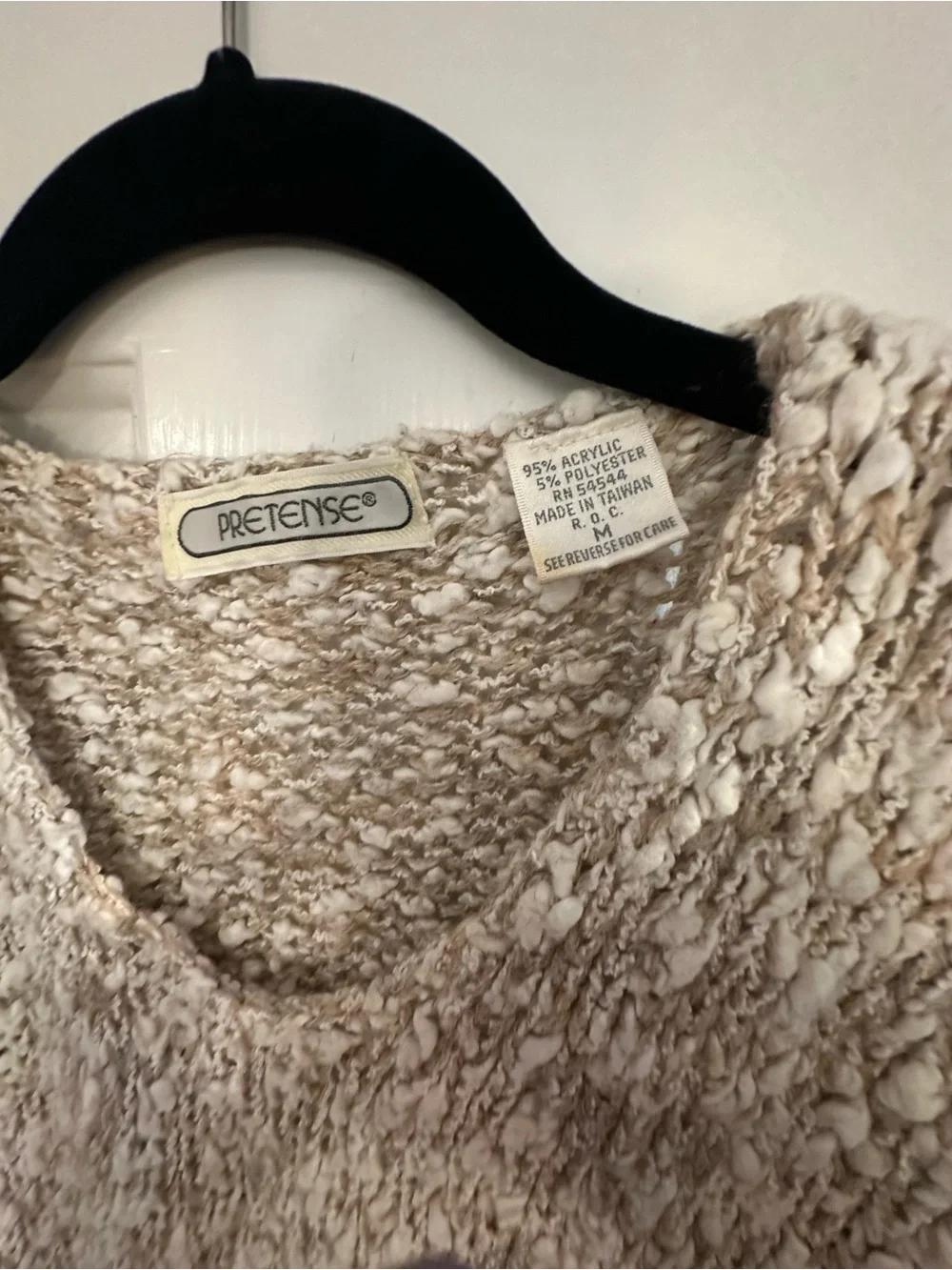 Vintage Pretense Short-Sleeve Knit Sweater - Cream/Brown